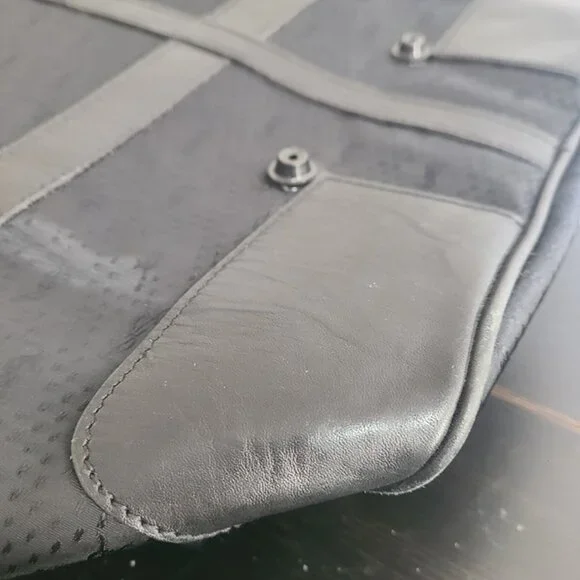 Yves Saint Laurent YSL Travel Bag Black Canvas Leather Duffle Shoulder Bag - Picture 8 of 12